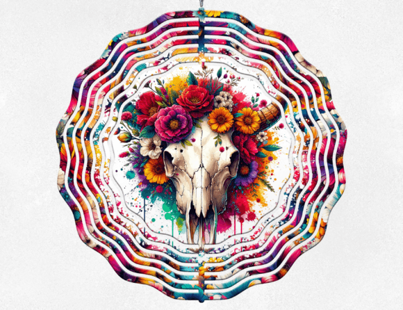 Bull Skull Floral Wind Spinner Design Review