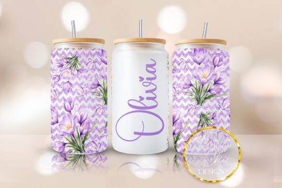 Custom Name Libbey Glass Wrap Floral PNG Review