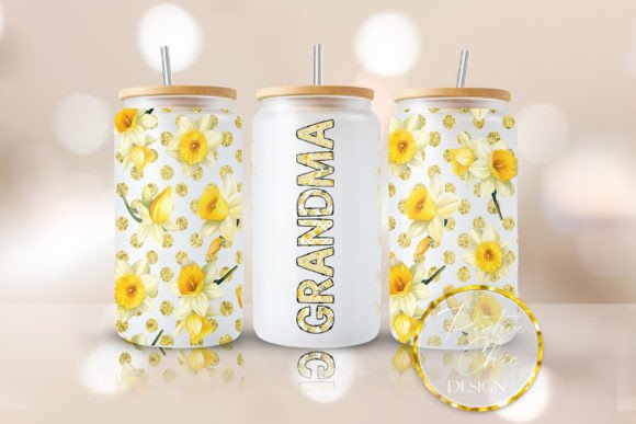Floral Grandma 16oz Glass Can Wrap PNG Review