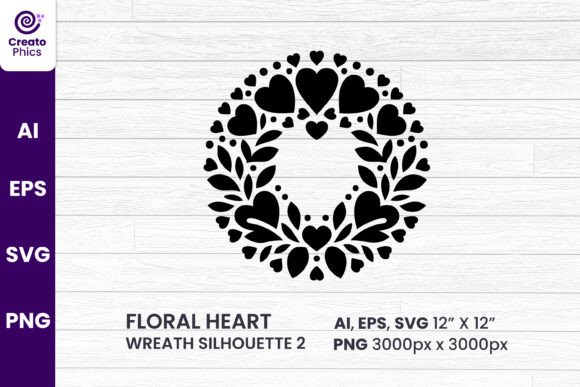 Floral Heart Wreath Silhouette Clipart Review