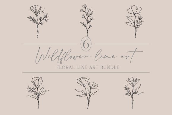Floral Line Art Bundle 6 Wildflowers Review