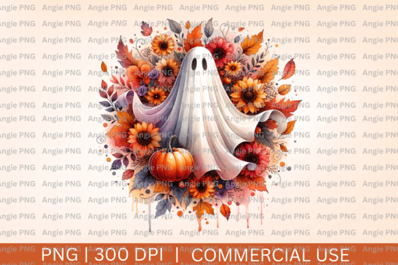 Ghost Pumpkin Fall Floral Halloween PNG Review