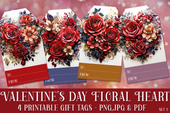 Valentine s Day Floral Heart Gift Tags 3